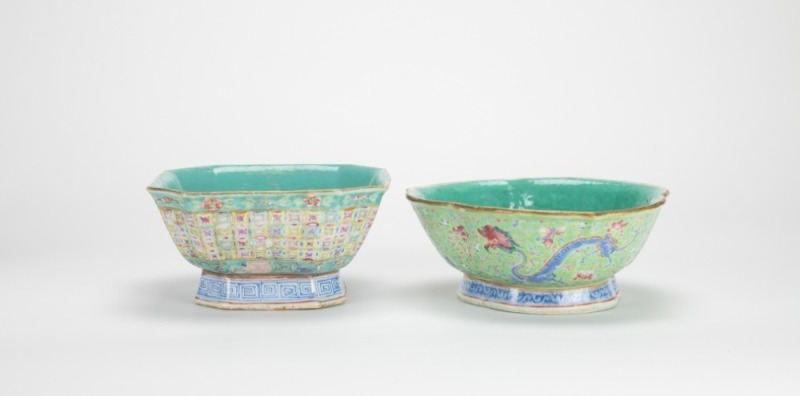 A Two Teal - Green Ground Famille - Glaze Fruit Basins