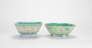 A Two Teal - Green Ground Famille - Glaze Fruit Basins - 4