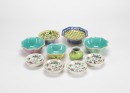 A Group Of Ten Small Famille - Glazed Dishes