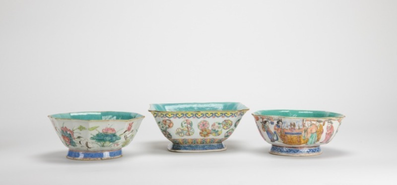 A Group Of Three Famille - Glaze &lsquo;Figures, Flowers&rsquo; Friut Basins