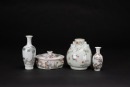 Late Qing/Republic - A Group Of Three Famille - Glaze Vase And One Cover Bowl.