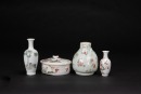 Late Qing/Republic - A Group Of Three Famille - Glaze Vase And One Cover Bowl. - 4