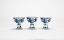 A Set Of Three Blue And White &lsquo;Figures And Landscape&rsquo; Stem Cups - 2