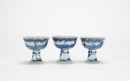 A Set Of Three Blue And White &lsquo;Figures And Landscape&rsquo; Stem Cups - 3
