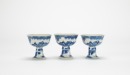 A Set Of Three Blue And White &lsquo;Figures And Landscape&rsquo; Stem Cups - 4