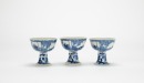 A Set Of Three Blue And White &lsquo;Figures And Landscape&rsquo; Stem Cups - 5