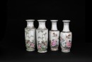 A Two Pair Of Famille - Glazed &lsquo;Birds And Flowers&rsquo; Vases.