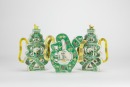 A Set Of Three Famille - Glazed &lsquo;Fu Shou&rsquo; Wine Pot