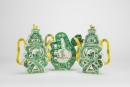 A Set Of Three Famille - Glazed &lsquo;Fu Shou&rsquo; Wine Pot - 2