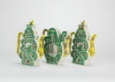 A Set Of Three Famille - Glazed &lsquo;Fu Shou&rsquo; Wine Pot - 6