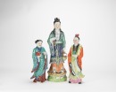 A Group Of Three Famille - Glazed Statues - 2