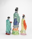 A Group Of Three Famille - Glazed Statues - 3