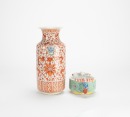 A Iron Red Glazed Vase And Famille Glazed Iron Red Cup - 3