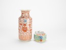 A Iron Red Glazed Vase And Famille Glazed Iron Red Cup - 7
