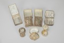 A Group of Seven Chased Silver Rouge Boxes, - 2