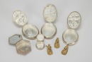 A Group of Eight Chased Silver Rouge Boxes And Gilt Metal Figures, - 2