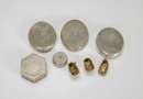 A Group of Eight Chased Silver Rouge Boxes And Gilt Metal Figures, - 3