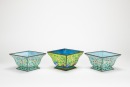 A Group Of Three Enamel Flower Pot And Two Vase - 2