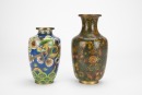A Group Of Three Enamel Flower Pot And Two Vase - 5