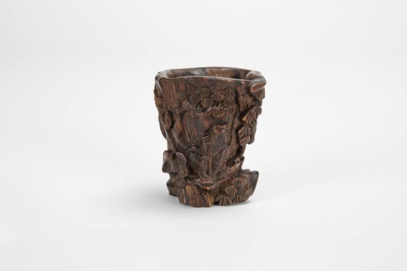 An Agarwood Carved &lsquo;Scholar Under Pine Tree&rsquo; Small Cup