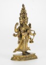 Tibeatan 18th Century - A Gilt - Bronze Figuer Of Eleven - Headed Eight Arm Avalokiteshvara - 2