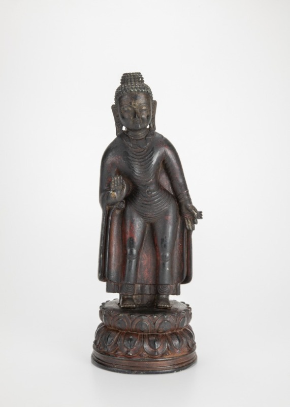 Pala 12th/13th Century Or Earlier - A Hard Stone Red And Black Lacquer Figure Of Sakyamuni (Box)