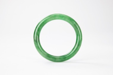 A Semi - Translucent Natural Green Jadeite Bangle