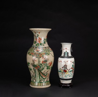 A Group Of Two Sancai &lsquo; Warriors And Phoenix&rsquo; Vases