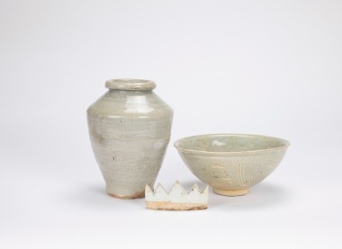 Song - Green Glazed Carved Flower Bowl,
