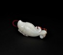 A White Jade Carved &lsquo;Carp with Lotus&rsquo; Pendant. LateQing/Republic - 6