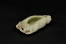 Qing Dynasty - A Chinese White Jade Carved &lsquo;Monkey And Flower&rsquo; Brush Washer - 2